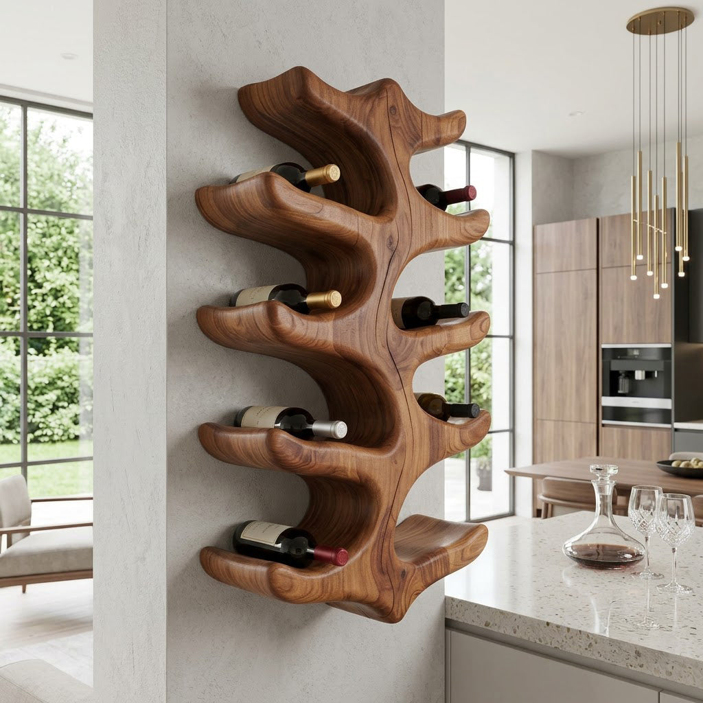 Artisan Timber Branch Wall Wine Rack