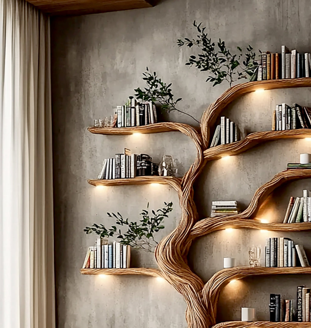 Artistic Solid Wood Tree-Shaped Bookshelf