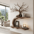 Biophilic Sculptural Solid Wood Bonsai Tree Wall Shelf