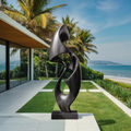 Abstract Wood Sculpture, Twisting Rustic Accent for Office Decor