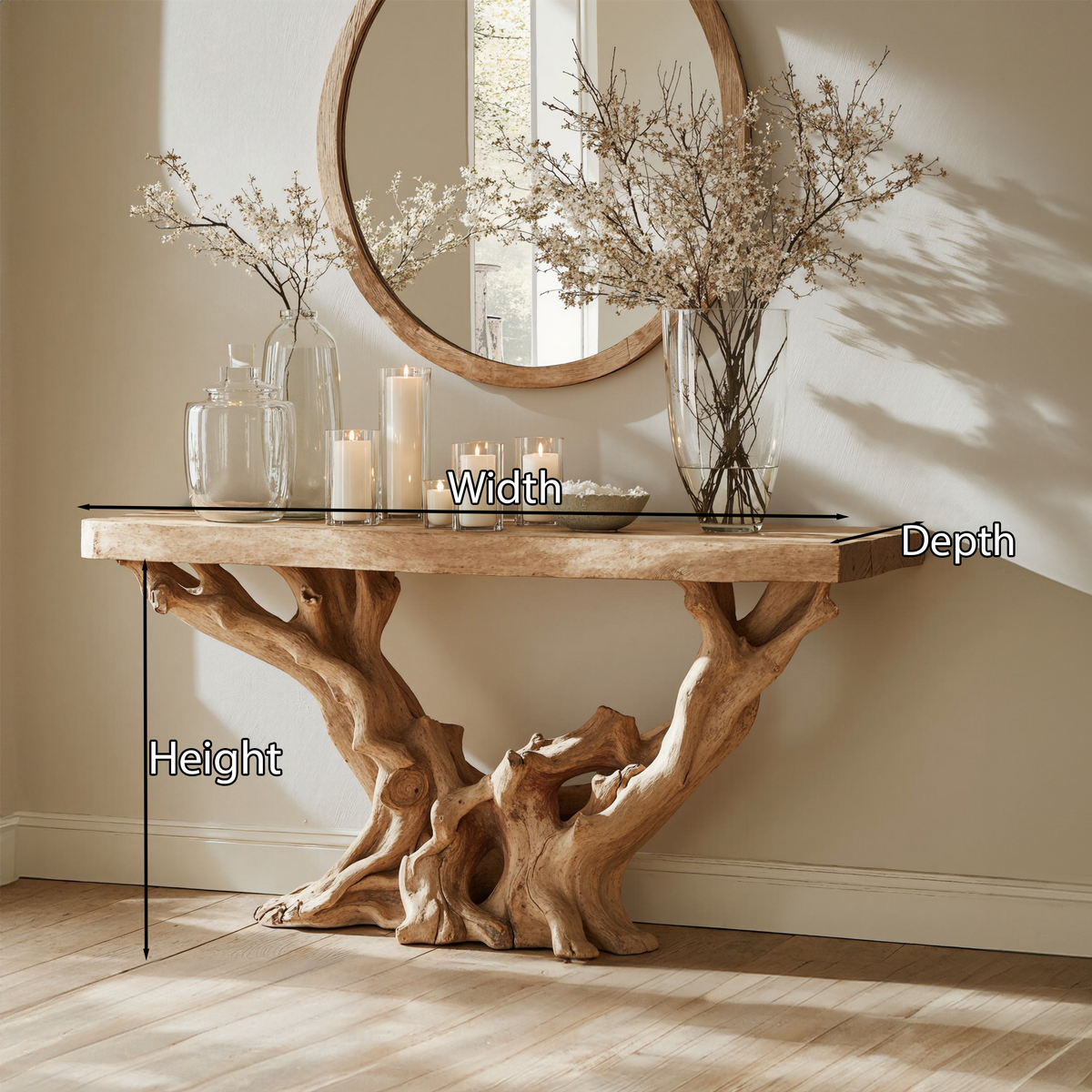 Farmhouse Solid Wood Console Table for Entryway or Hallway