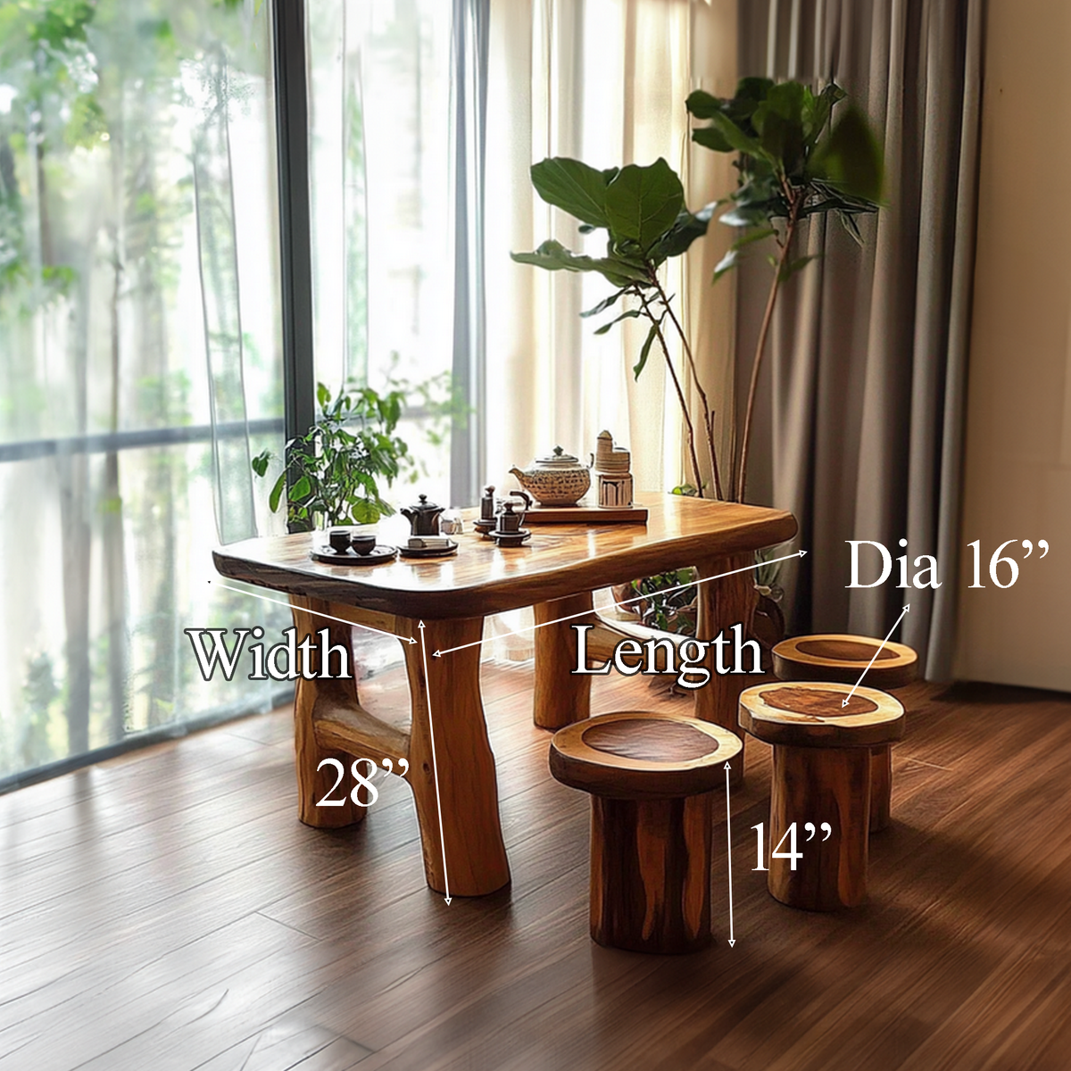 Handmade Table Set Tea Table Set Rustic Decor Living Room Gift