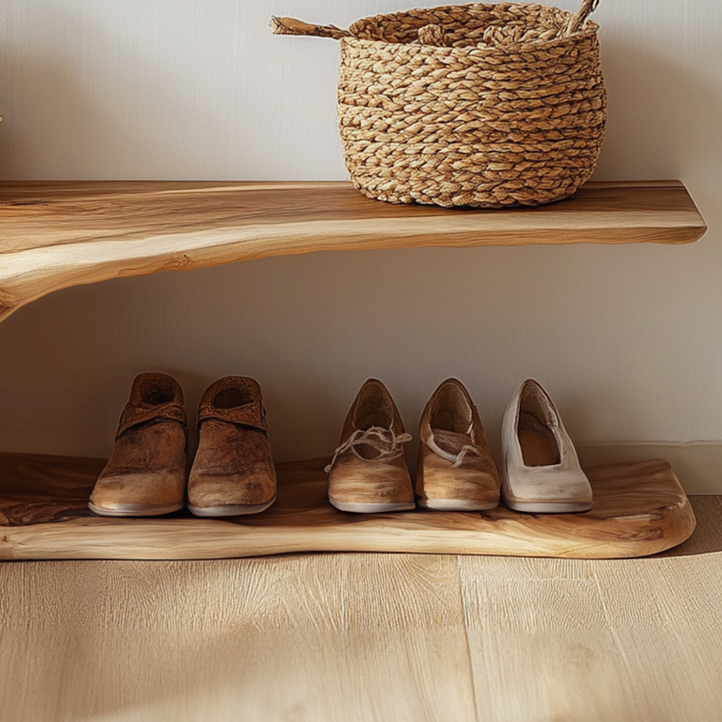 Farmhouse Shoe Bench, Custom Wood Shoe Rack for Entryways