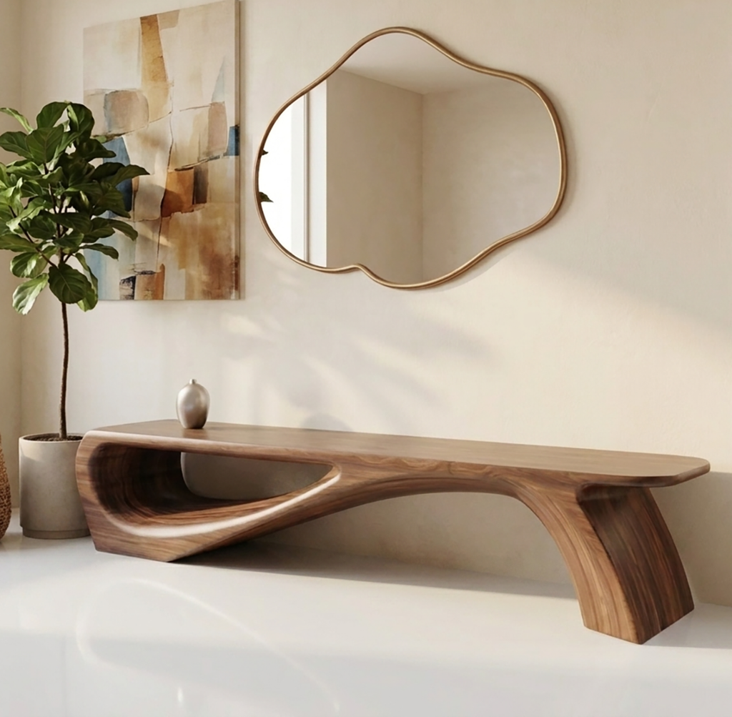 Handcrafted Solid Wood Artistic Wood Bench