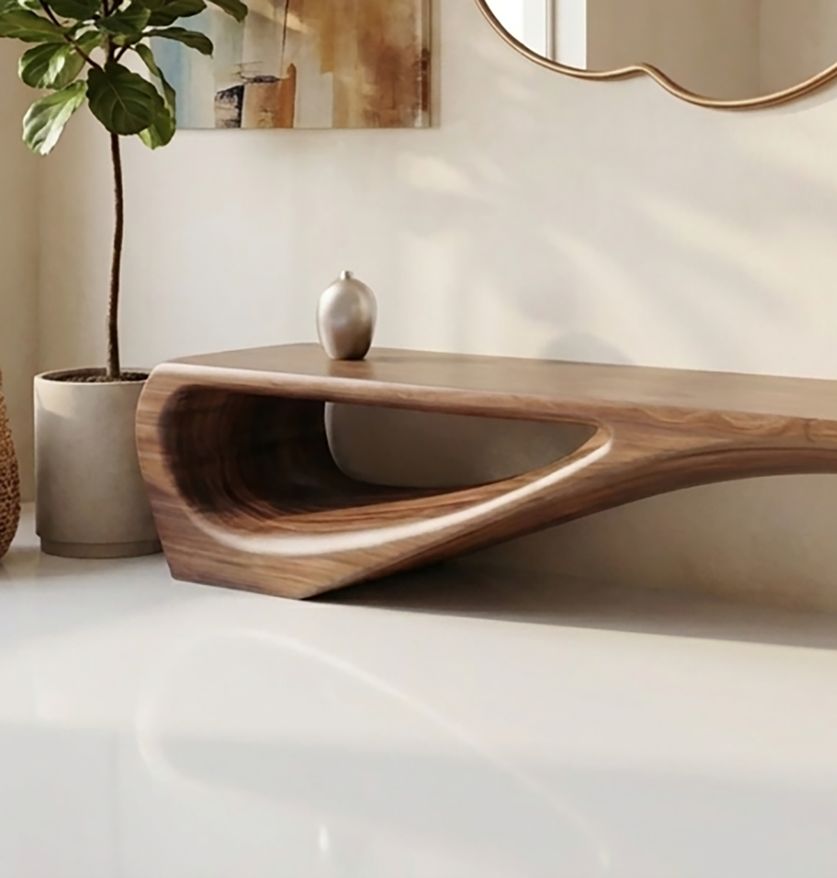 Handcrafted Solid Wood Artistic Wood Bench