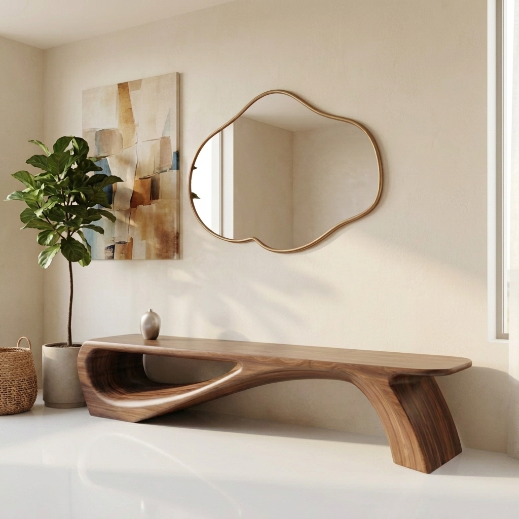 Handcrafted Solid Wood Artistic Wood Bench
