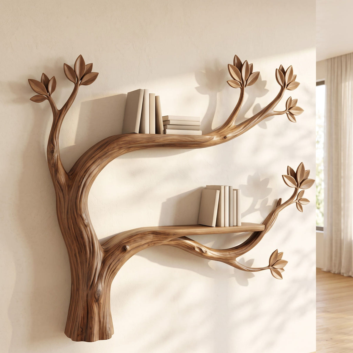 Handcrafted Botanical Tree Branch Wall Shelf