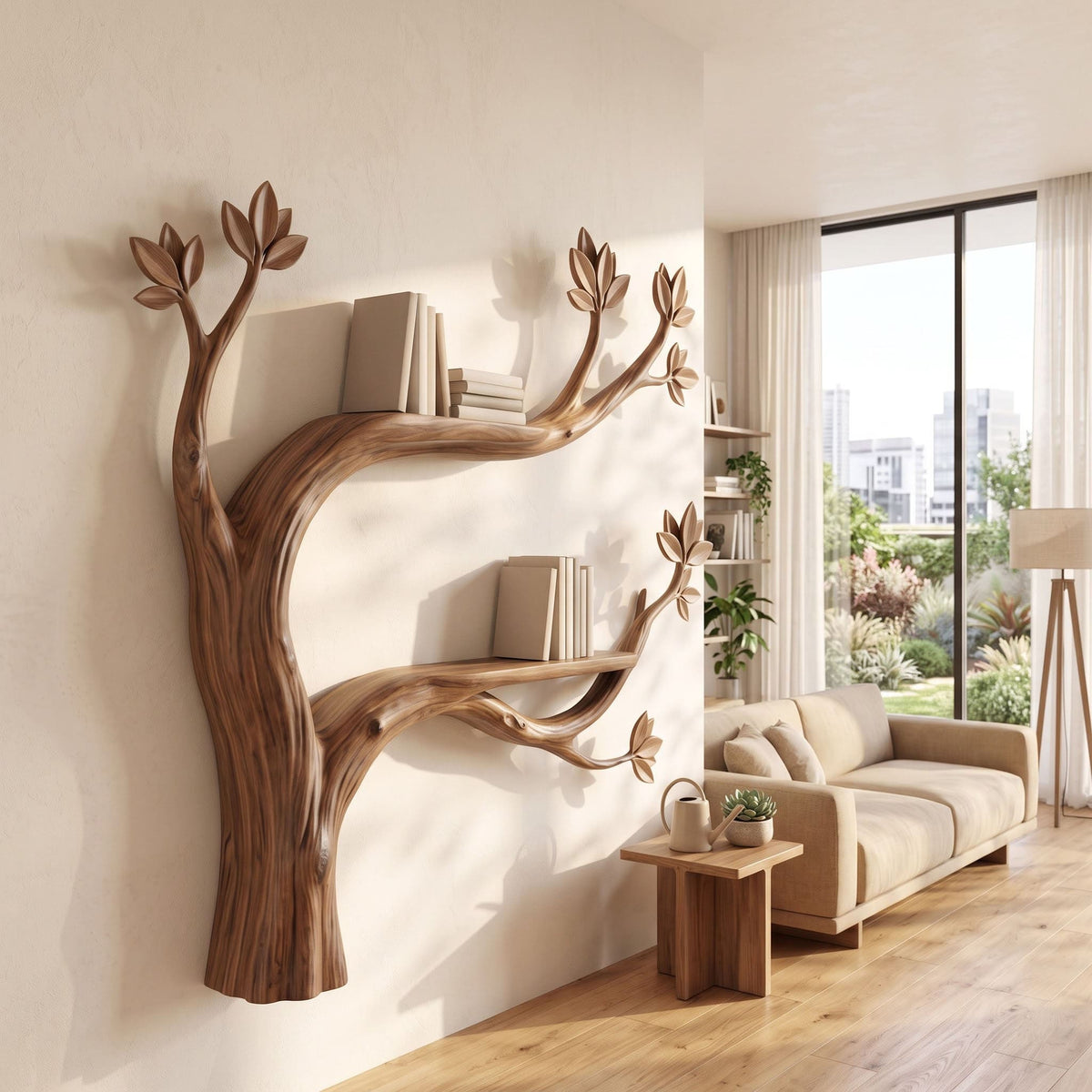 Handcrafted Botanical Tree Branch Wall Shelf