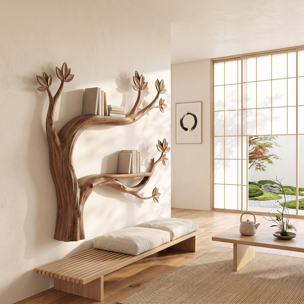 Handcrafted Botanical Tree Branch Wall Shelf