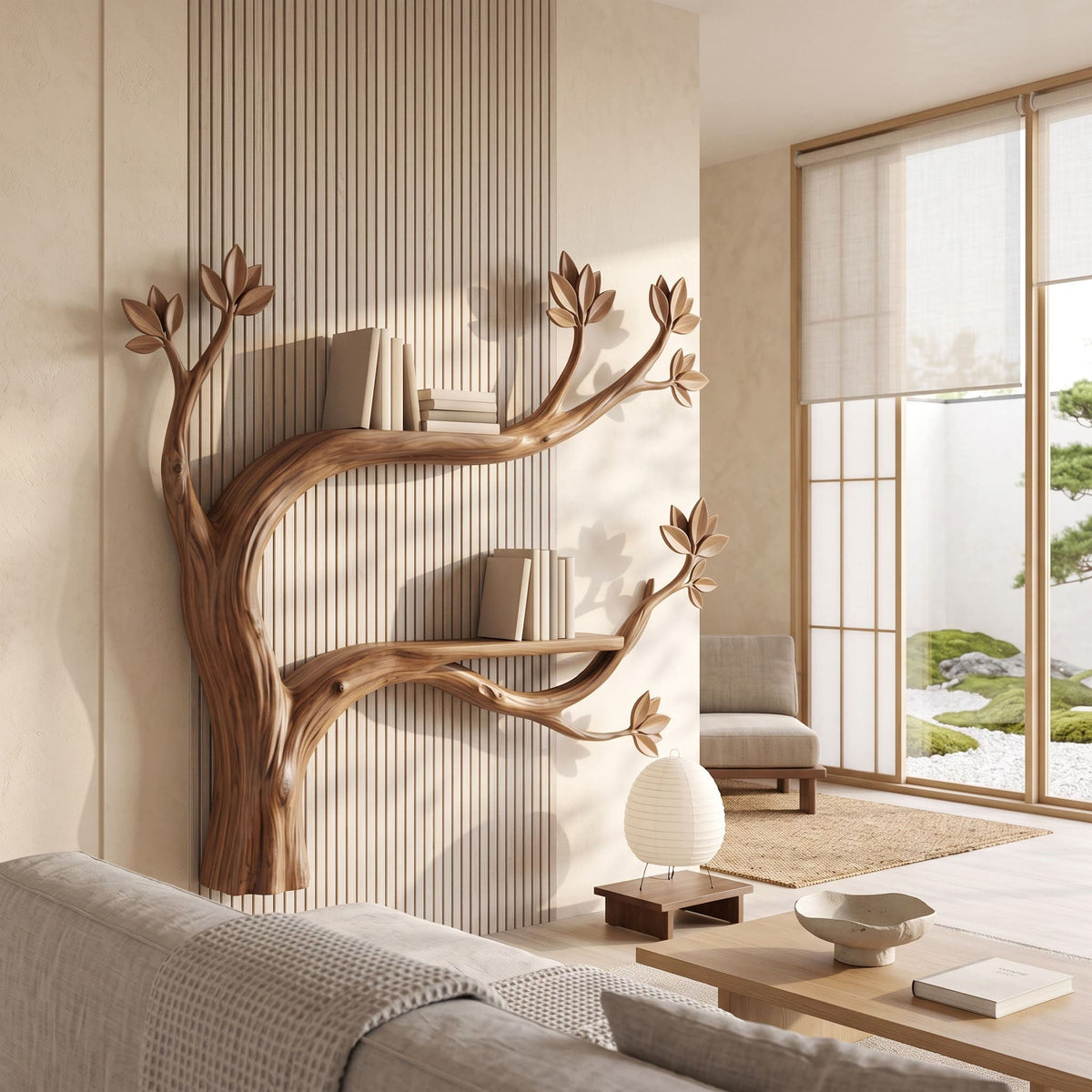 Handcrafted Botanical Tree Branch Wall Shelf