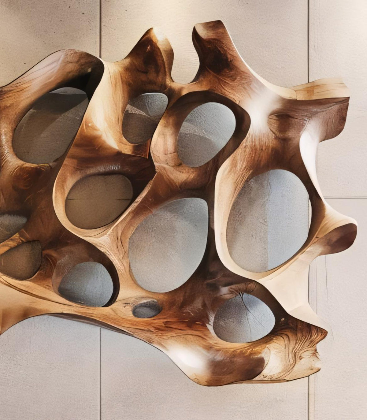Carved Solid Wood Wall Art Panel in Rustic Modern Style