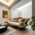 Organic Sculptural Wood Sofa For Living Room Lounge Entryway Or Office Featuring Natural Edge Design And Handcrafted Cur