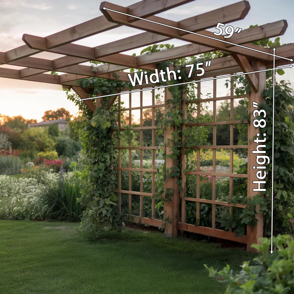 Wood Garden Arbor Trellis for Climbing Plants, 59 to 87 in Wide