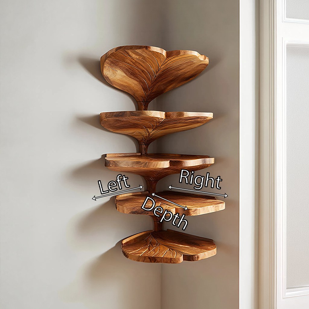 Mid Century Leaf Shape Corner Shelf Kitchen Wall Organizer