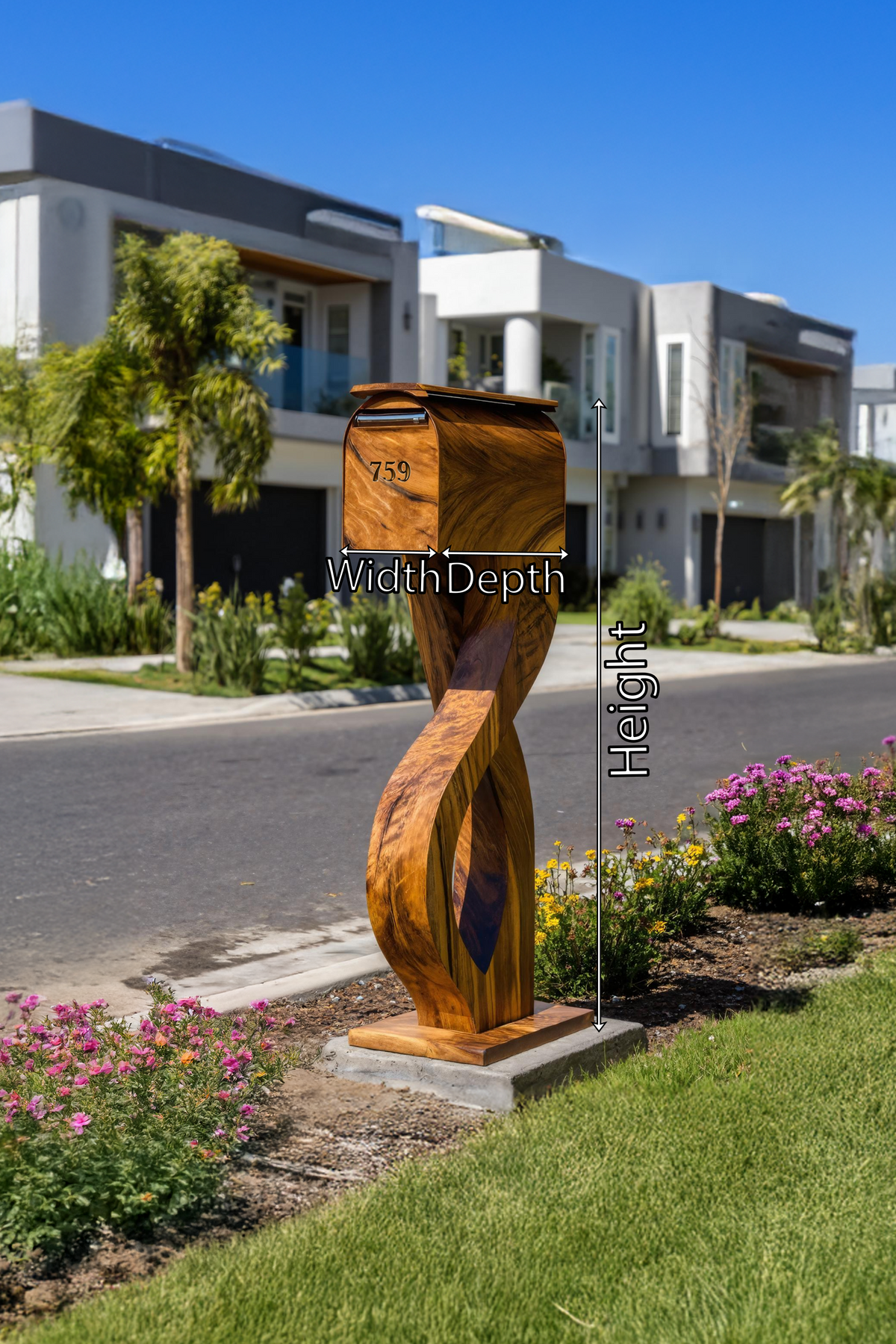 Handcrafted Wooden Sculpture Mailbox For Outdoor Patio Design