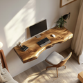 Live Edge Wall Desk, Handcrafted Solid Wood Floating Study Desk