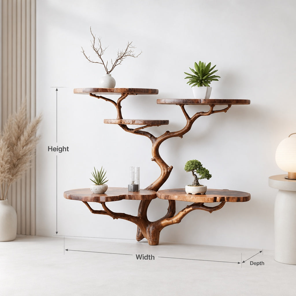 Natural Wooden Wall Shelf For Plants & Decor