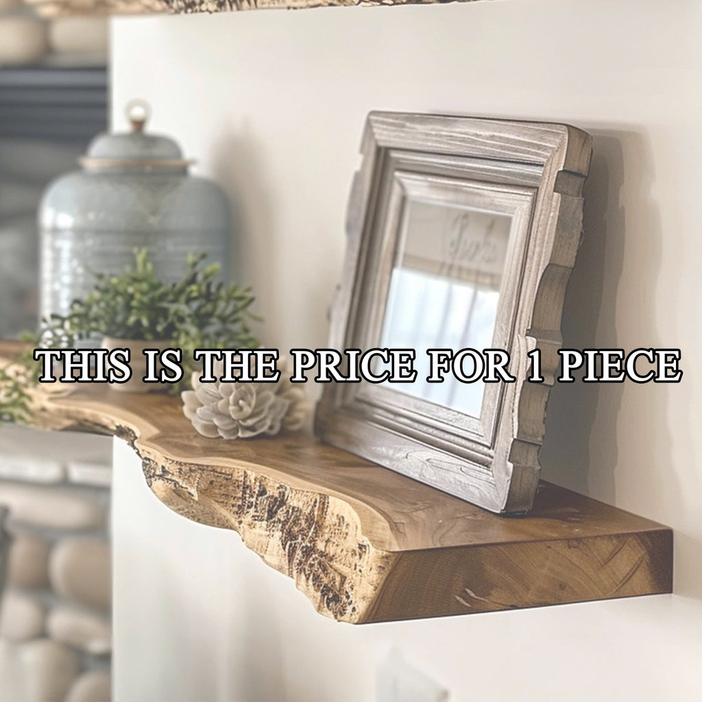 Walnut Live Edge Shelf, Dark Wood Floating Wall Shelf for Décor