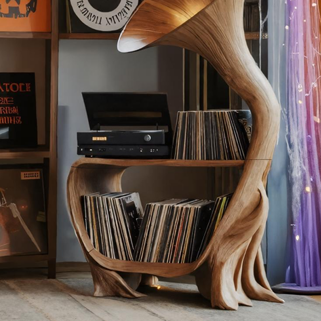 Farmhouse Solid Wood Record Stand For Bedroom Halloween Furniture