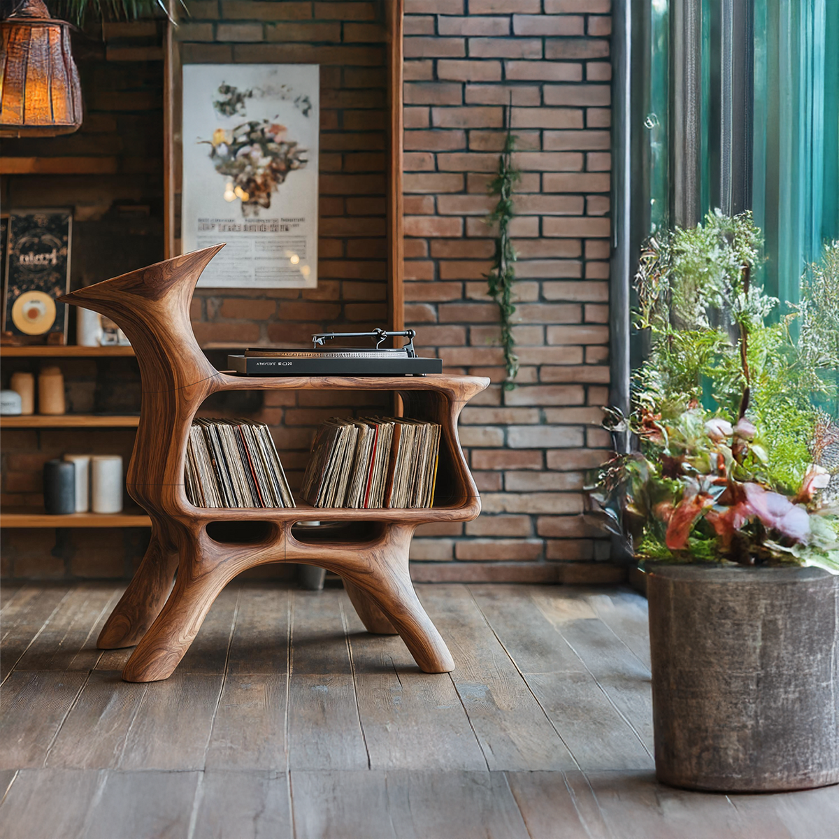 Handcrafted Vinyl Storage Unit For Livingroom Style