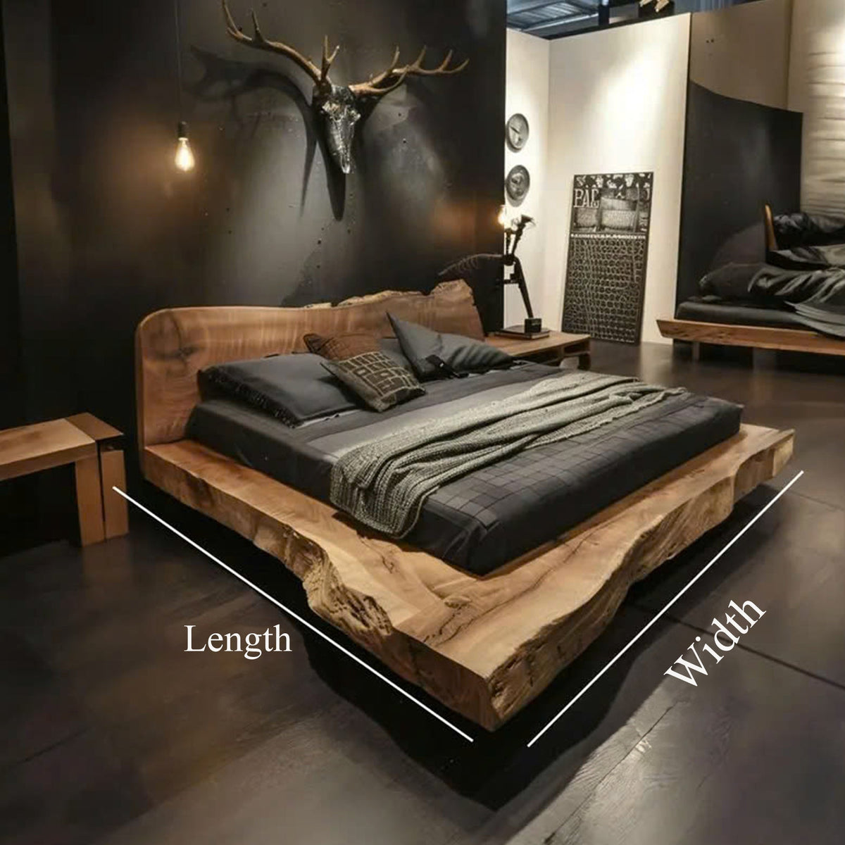 Wood Bed Frame Queen Rustic Bedroom Furniture Wood King Bed Frame