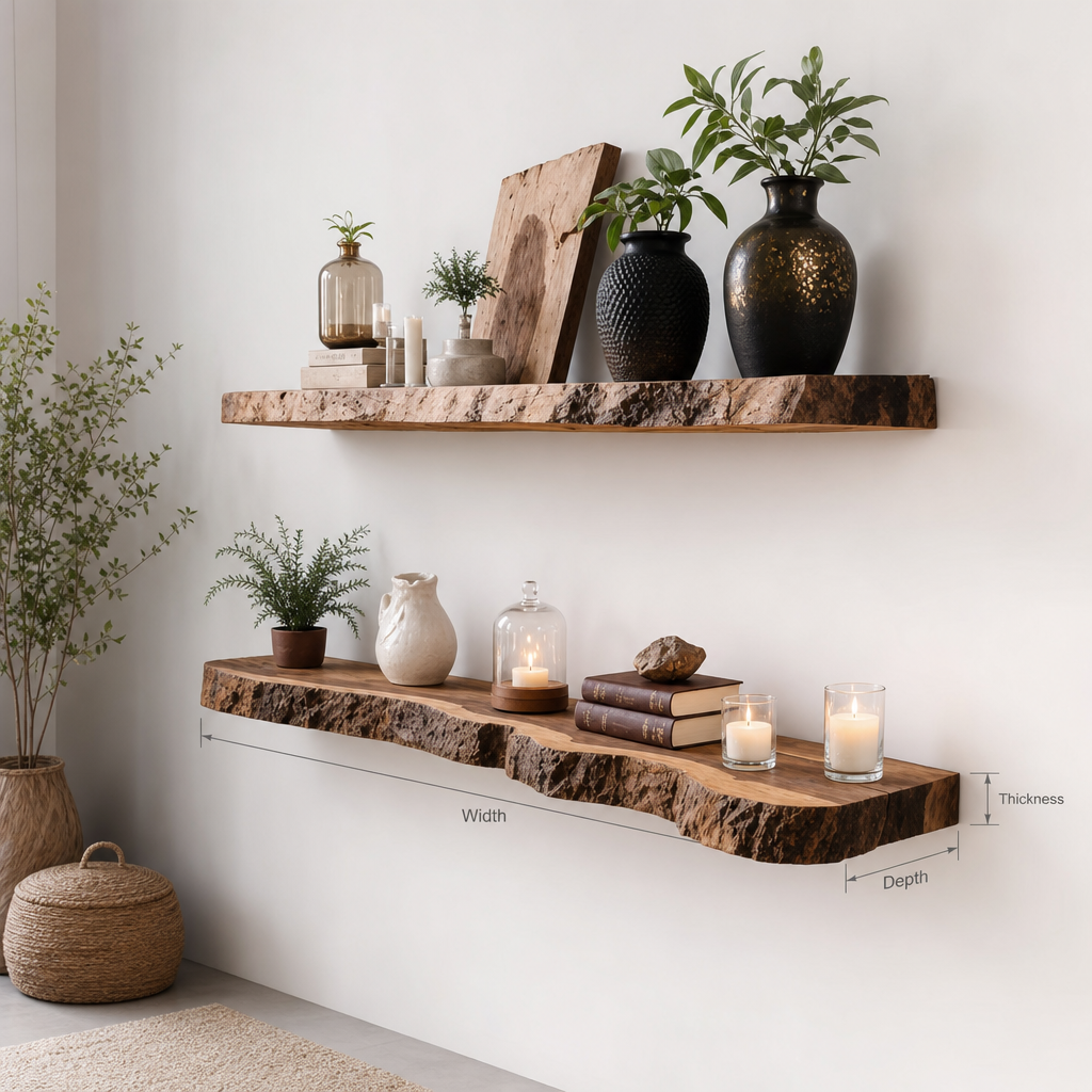 Rustic Live Edge Floating Shelf