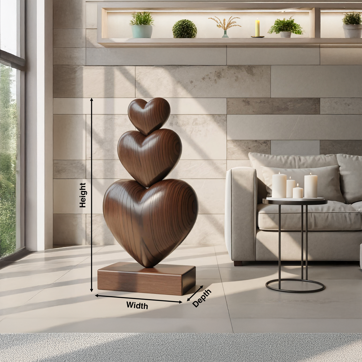 Handcrafted Abstract Wooden Sculpture, Modern Solid Wood Tabletop Art Piece, Unique Decorative Accent for Living Room Desk Shelf