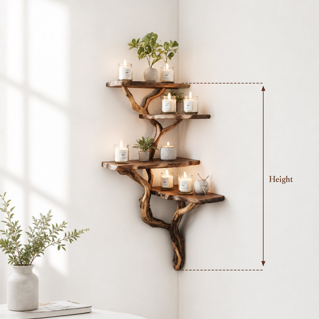 Solid Wood Floating Corner Shelf