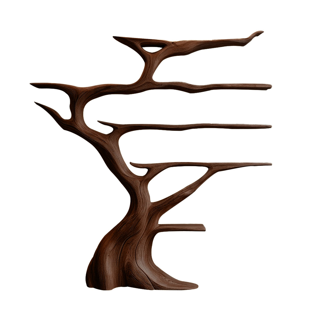 Solid Hardwood Tree Wine Rack with Integrated LED Backlighting in Dark Walnut finish
