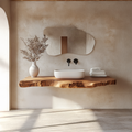 Live Edge Bathroom Vanity Stand, Spa-Style Solid Wood with Open Shelf