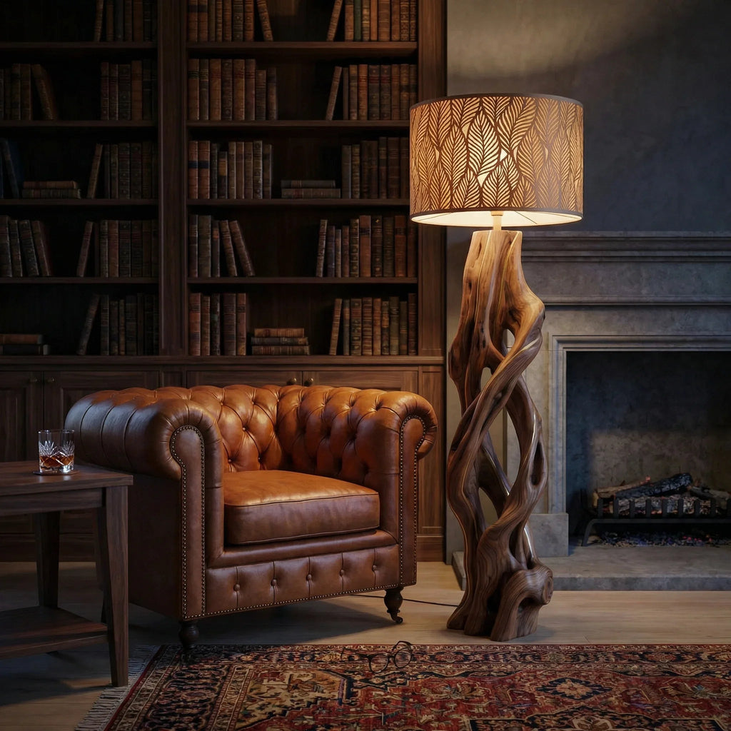 Twisted Vine Wooden Floor Lamp