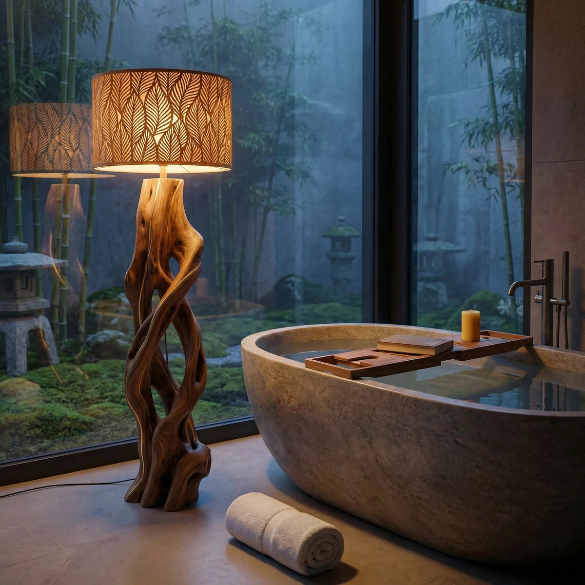 Twisted Vine Wooden Floor Lamp