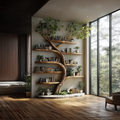 Large Tree Bookcase, Rustic Branch Wall Shelf for Guest Room