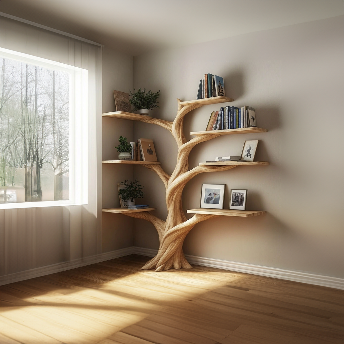 Rustic Organic Tree Corner Shelf