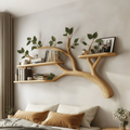 Mid Century Solid Wood Tree Branch Wall Floating Shelf