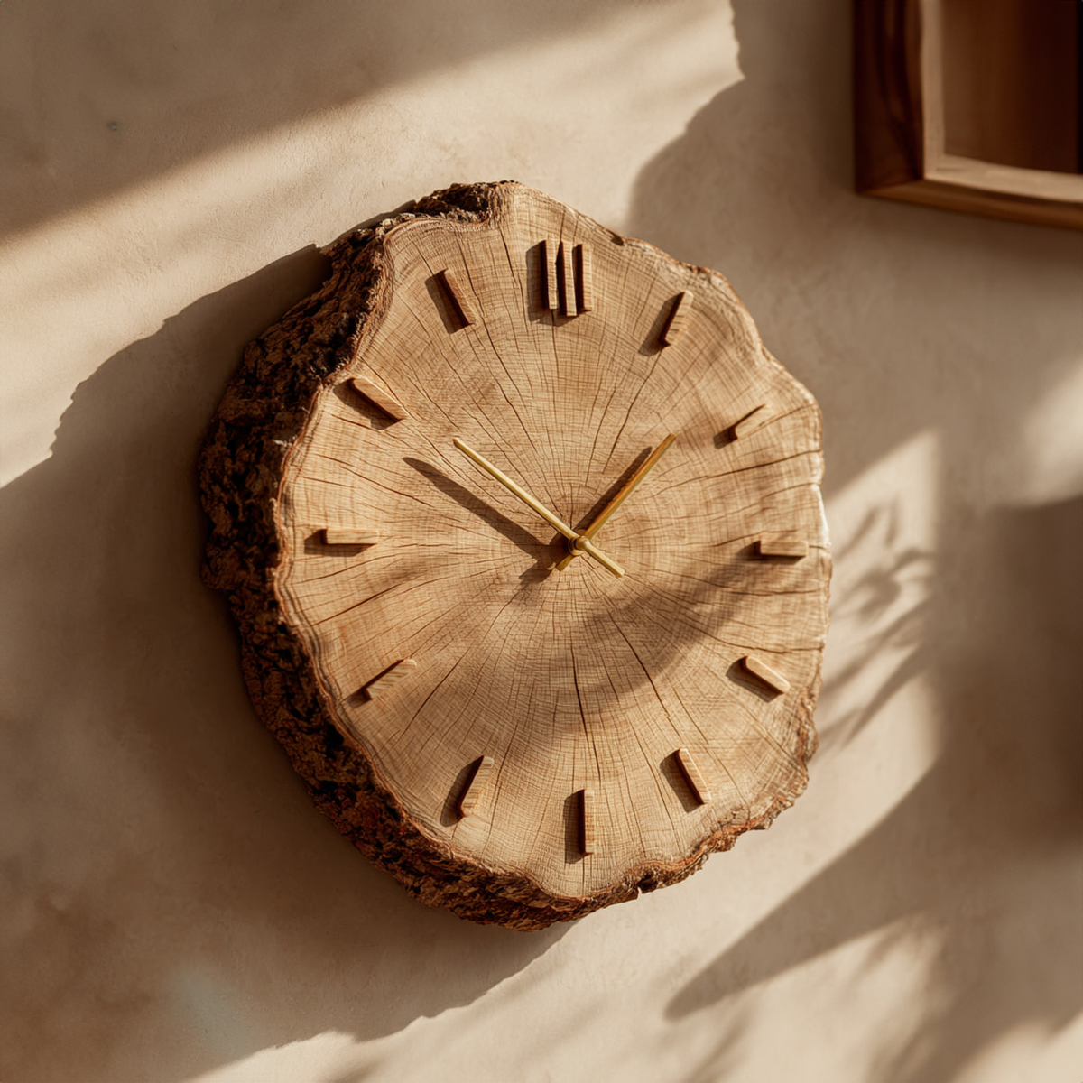 Rustic Natural Wood Grain Wall Clock, Handcrafted Round Tree Slice Clock