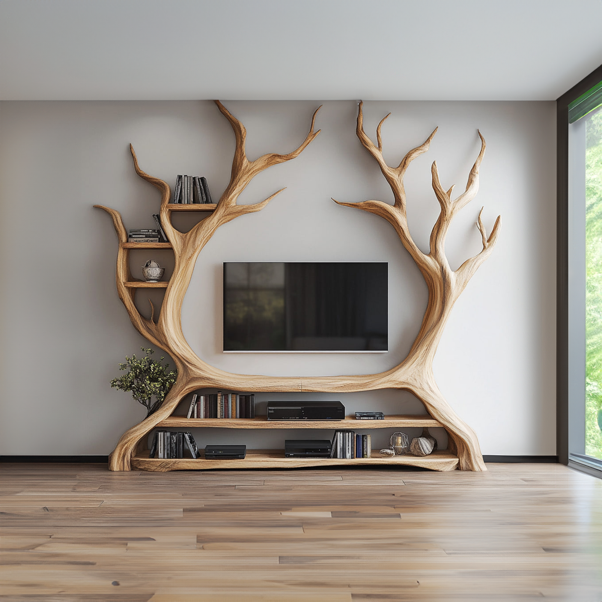 Custom Tree Bookcase Cabinet TV Solid Wood Gitf