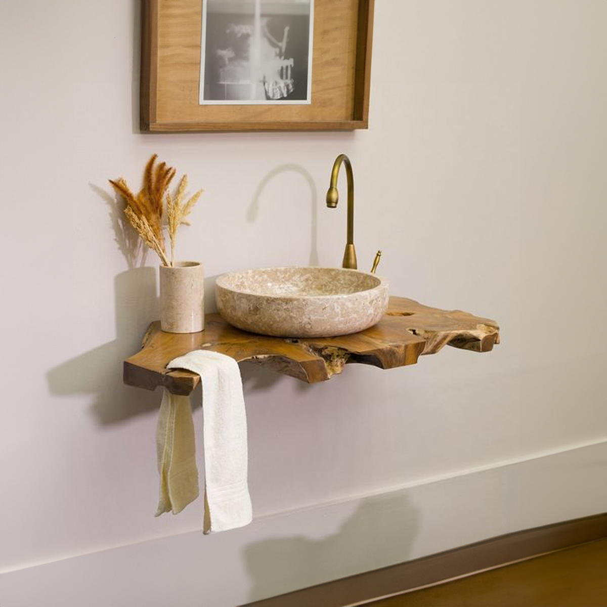 Live Edge Bathroom Vanity Shelf – Style 2