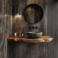 Floating Bathroom Vanity, Mid Century Live Edge Solid Wood Shelf