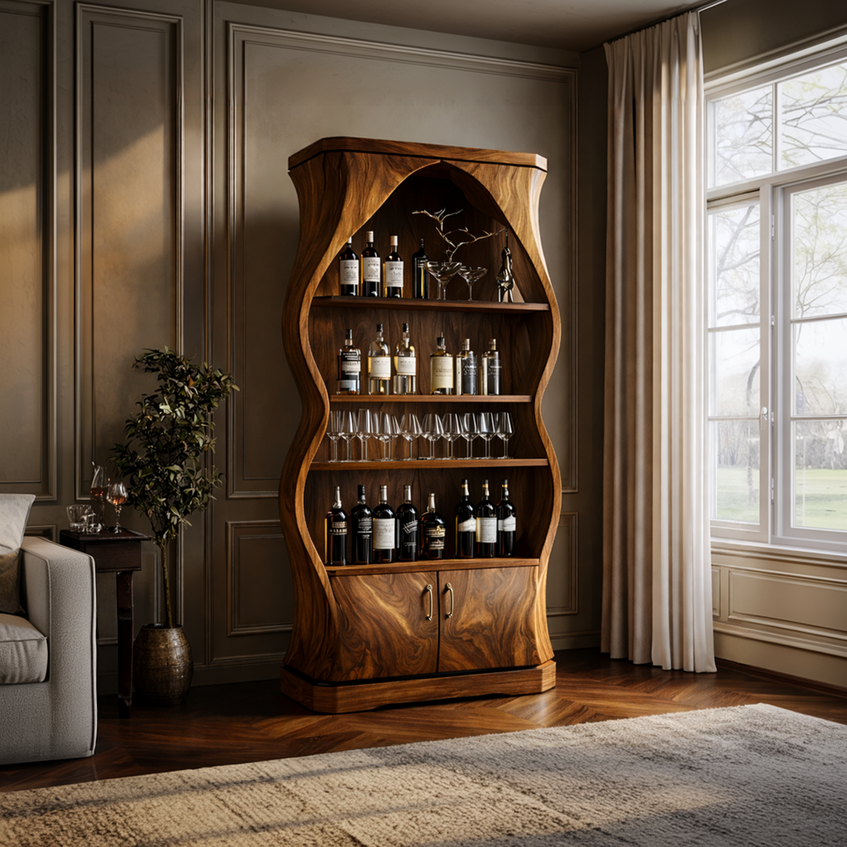 Artisan Solid Wood Wine Cabinet Dining Room