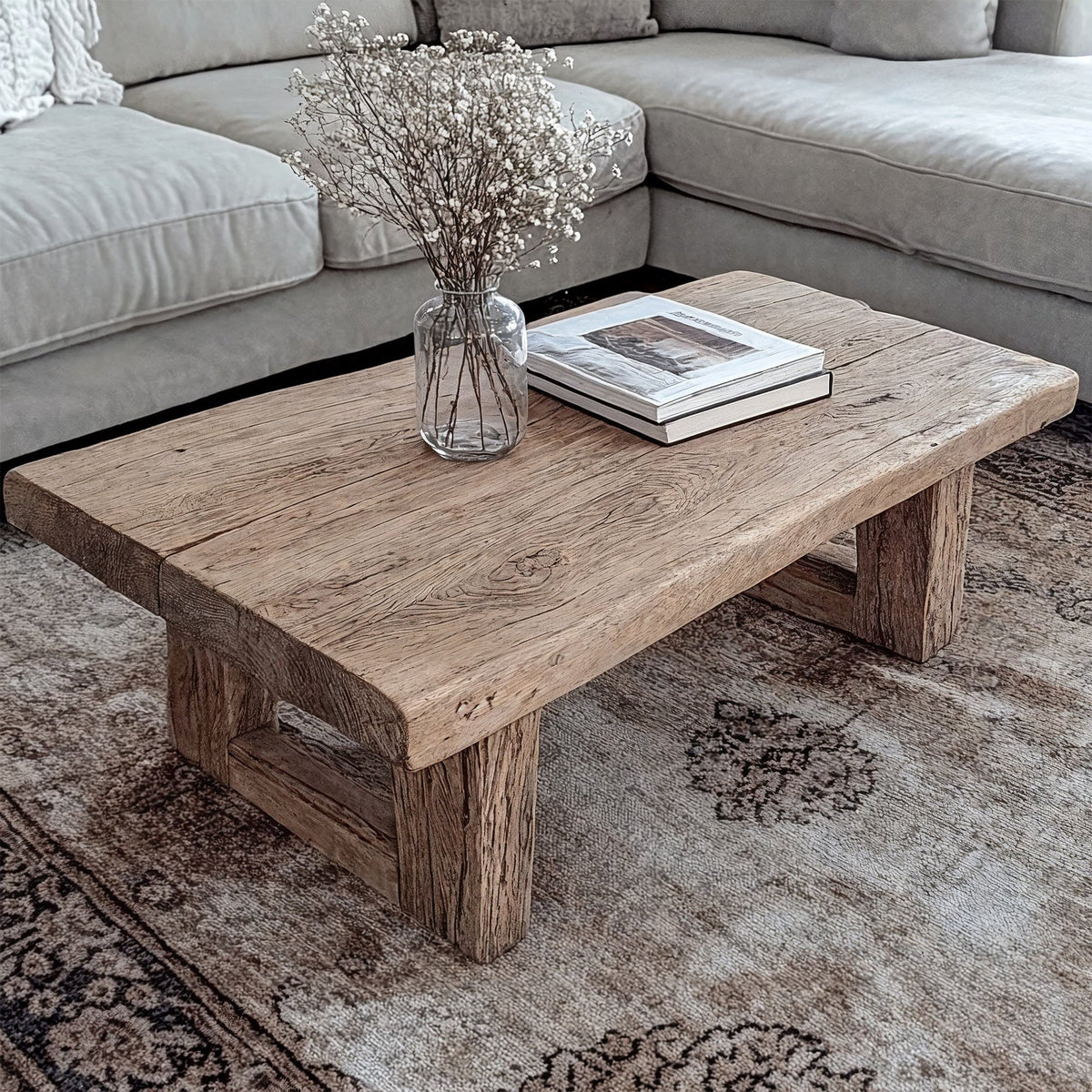 Rustic Live Edge Farmhouse Coffee Table, 32 To 60 Inch Wide