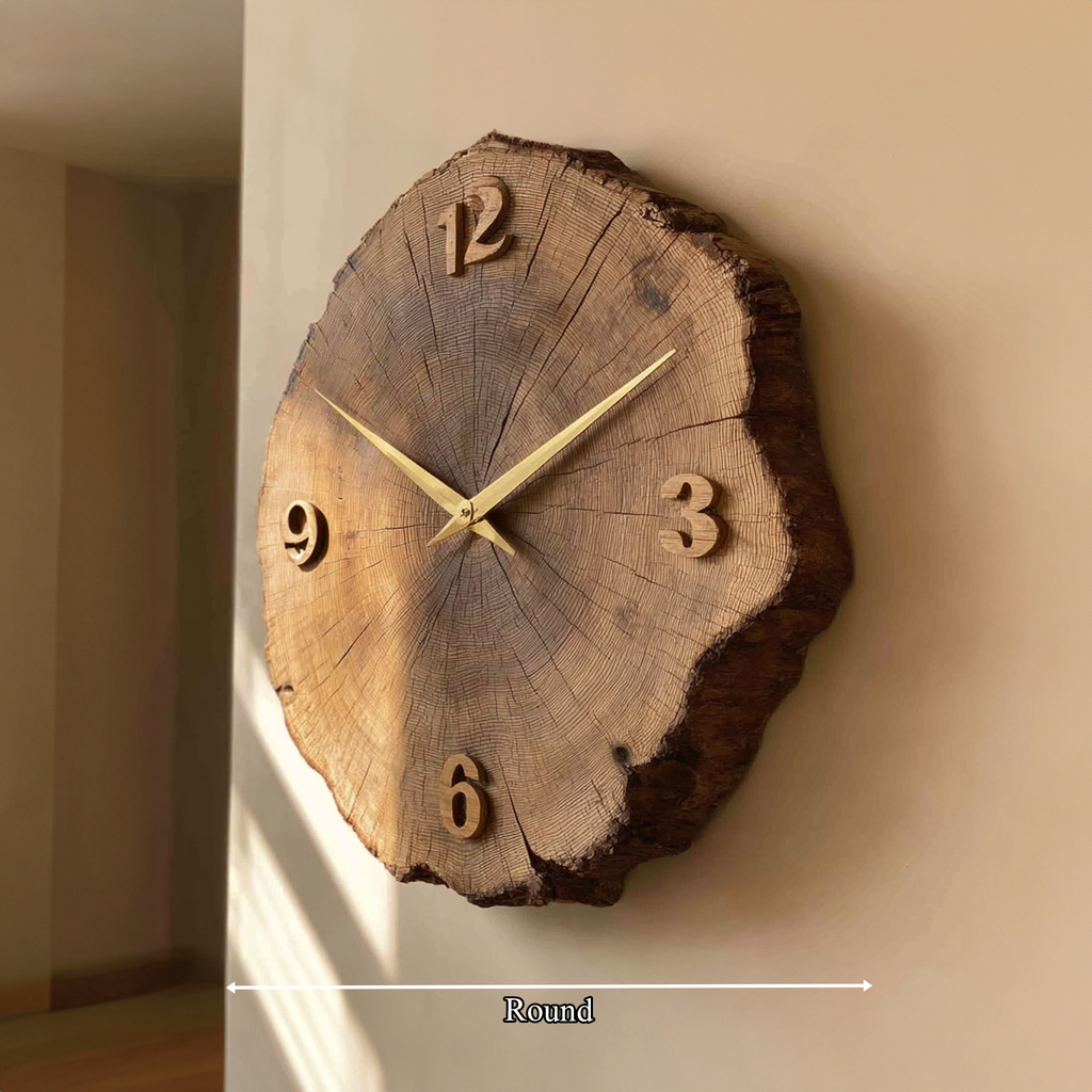 Rustic Tree Ring Wooden Wall Clock Hallway or Living Room