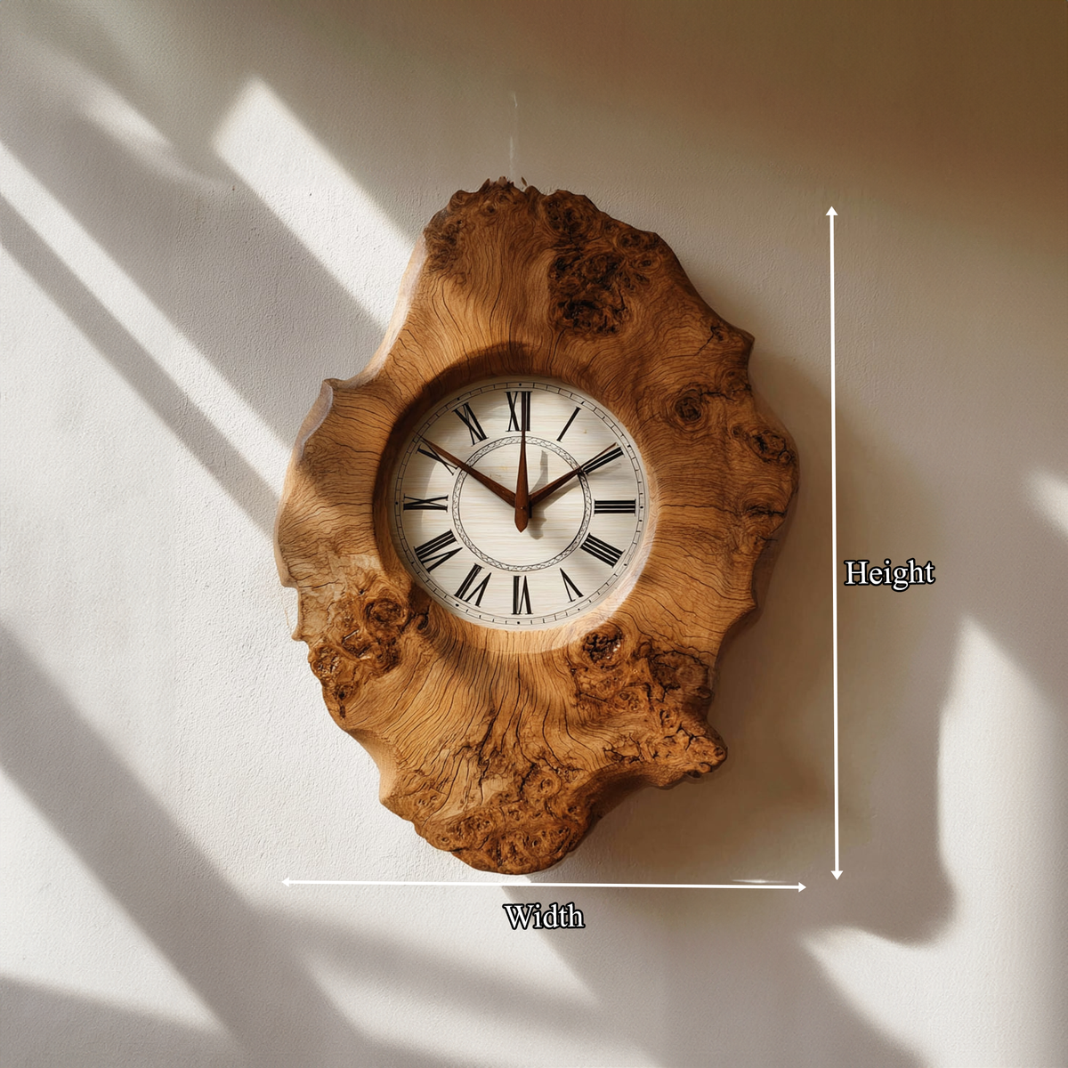 Organic Shape Natural Wood Kitchen Wall Clock, 10 To 18 Inch