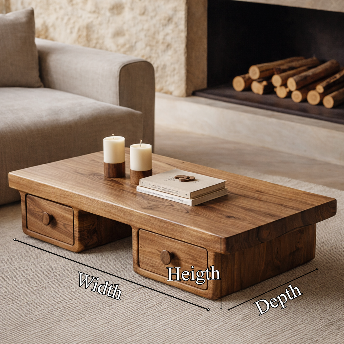 Small Tamarind Wood Coffee Table With Hidden Storage, 30 To 50 Inch