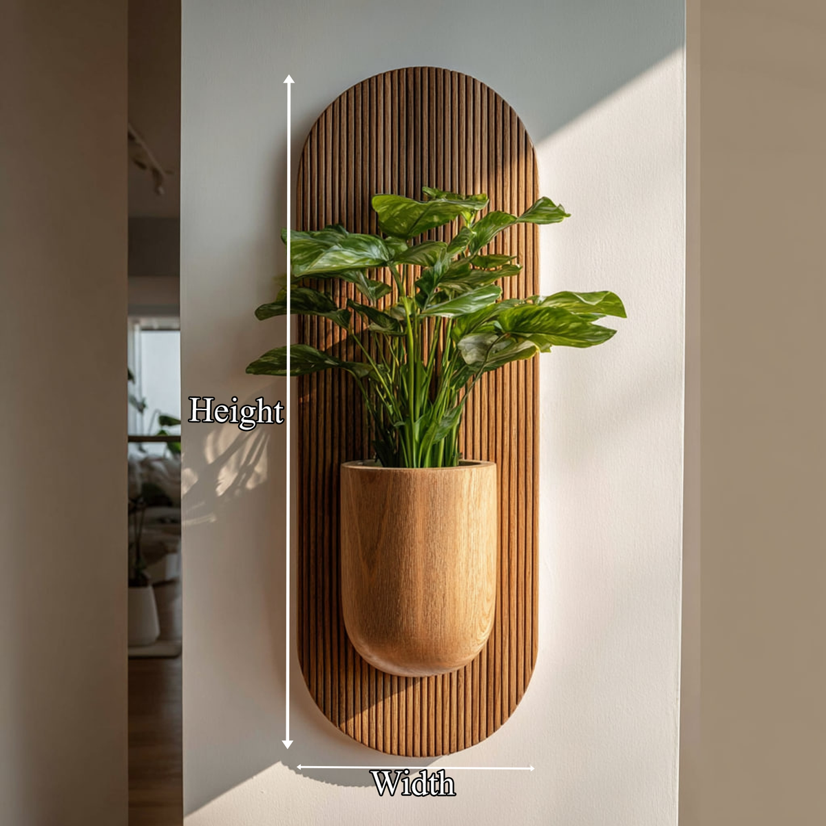 Textured Wood Hanging Wall Planter for Indoor Plants, 25 to 40 in