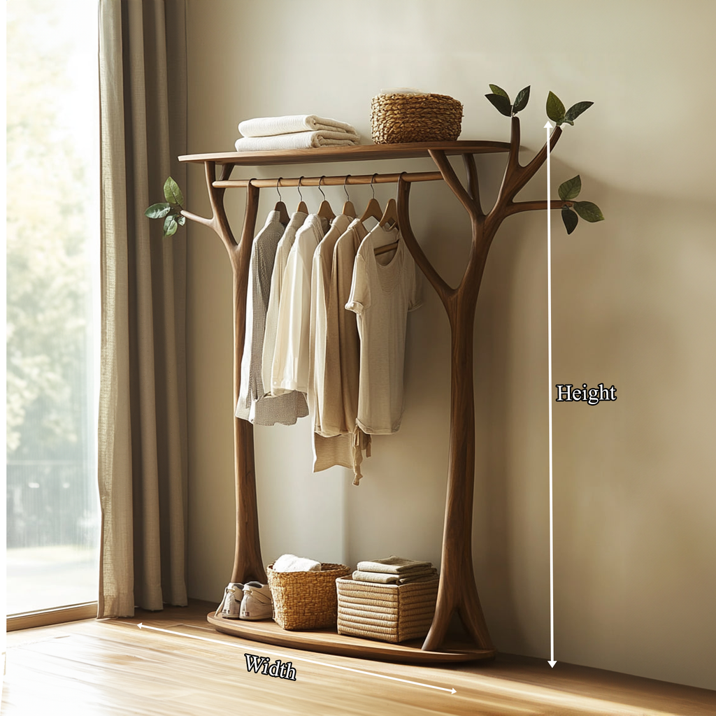 Handcrafted Solid Wood Tree Rack Organic Bedroom