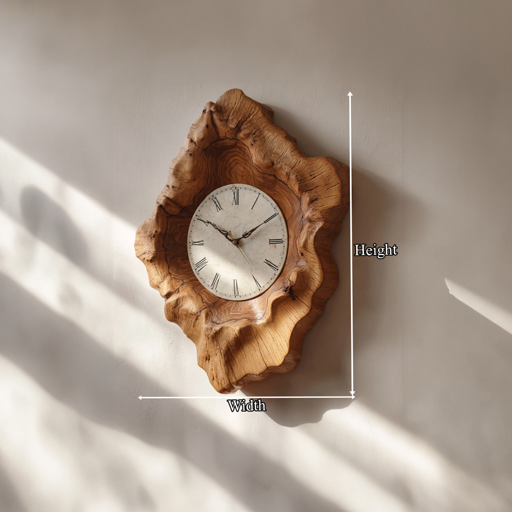 Rustic Organic Natural Wood Wall Clock Office or Study Room Decor