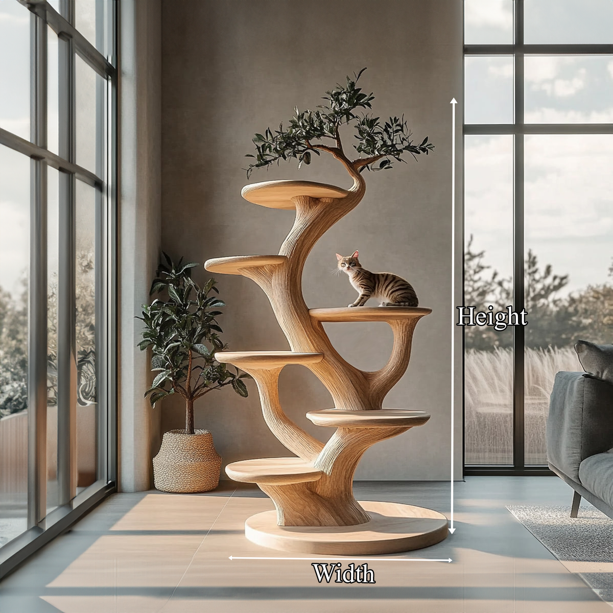 Rustic Cat Tree Organic Multi-Level Cat Tower For Home Interior