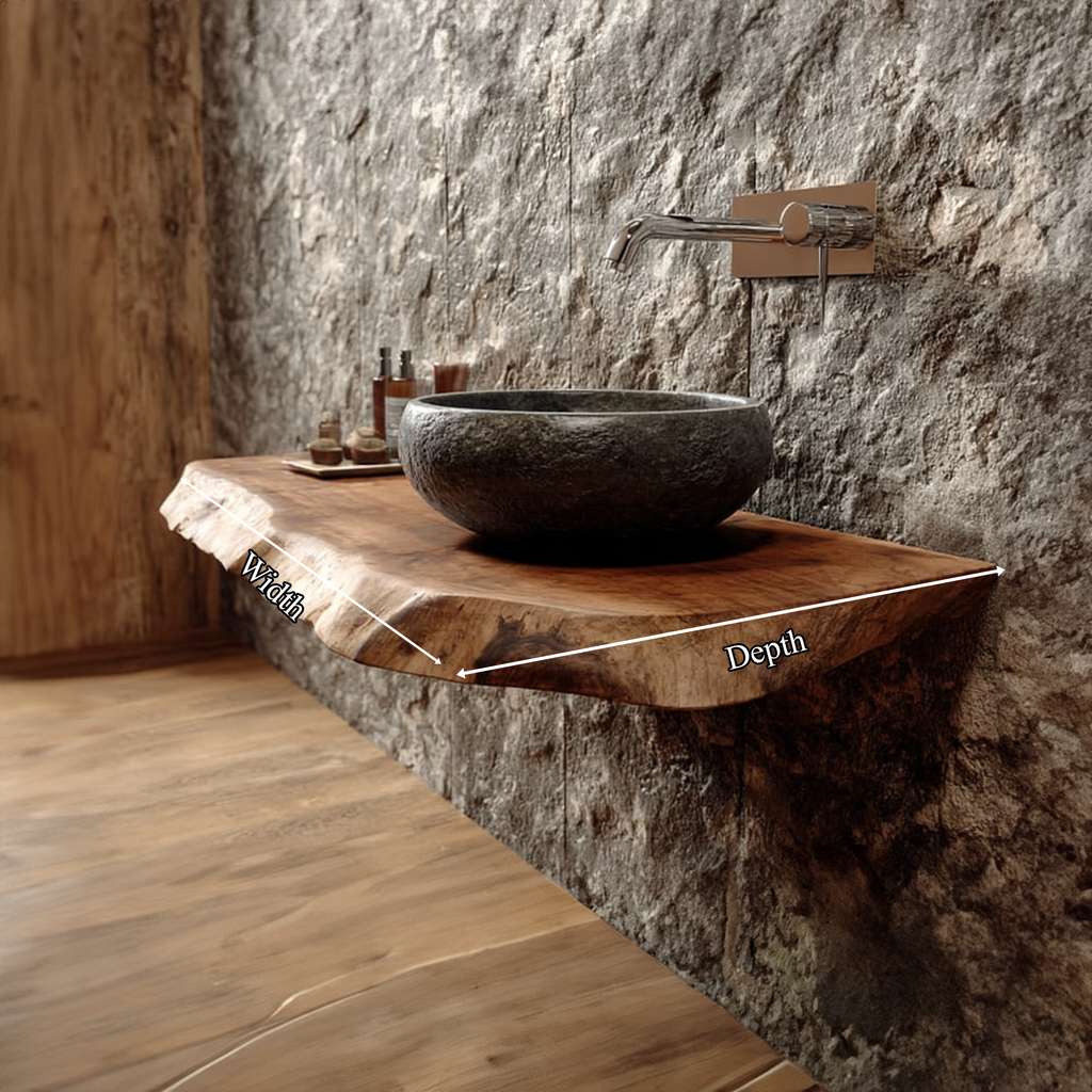 Live Edge Powder Room Vanity Shelf Reclaimed Wood Floating Counter