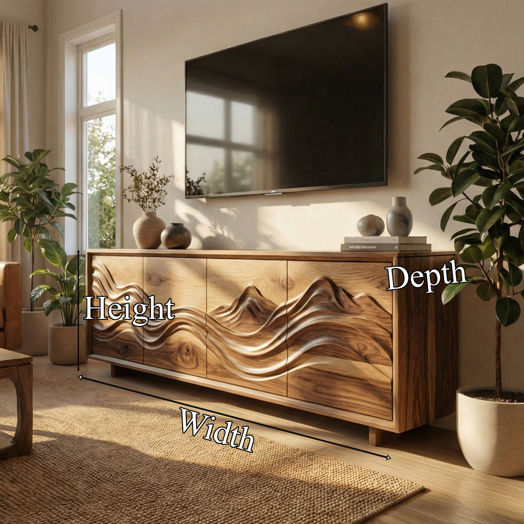 Handcrafted Sculptural Storage Cabinet Solid Wood Living Room